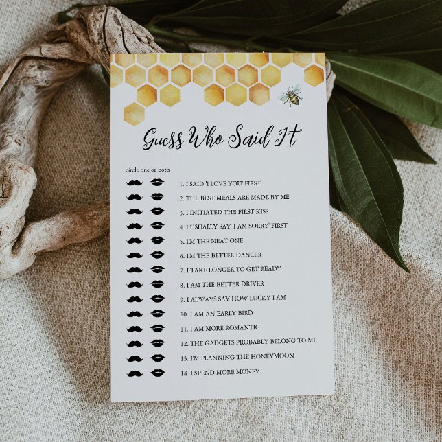 CALLA Bee Guess Who Said It Bridal Shower Game (Creator Uploaded)