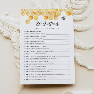 CALLA Bee Twenty Questions About the Bride Game Invitation