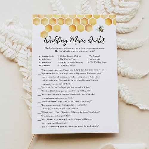 CALLA Bee Wedding Movie Quotes Bridal Shower Game Invitation