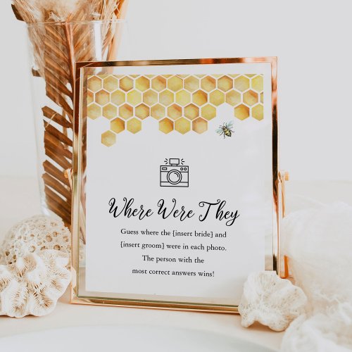 CALLA Bee Where Were They Bridal Shower Game Sign