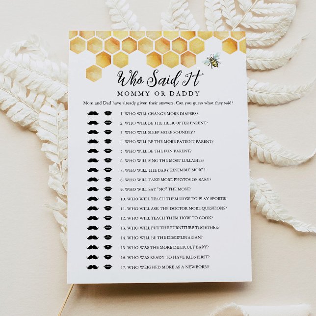 CALLA Bee Who Said It Mommy Daddy Baby Game Card (Creator Uploaded)