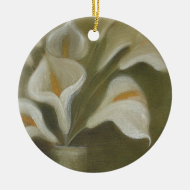 Calla Cut Flowers In A Vase Artistic Still Life Ceramic Ornament (Front)