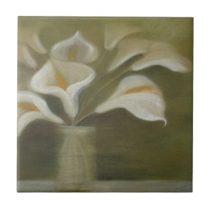 Calla Cut Flowers In A Vase Artistic Still Life Ceramic Tile