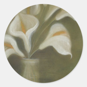 Calla Cut Flowers In A Vase Artistic Still Life Classic Round Sticker