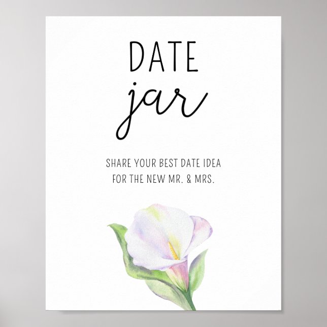 Calla - date night ideas. Date jar bridal game Poster (Front)