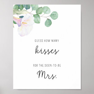 Calla flower - How many kisses bridal shower game Poster