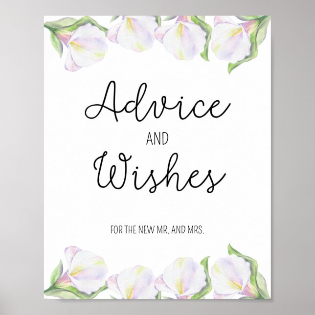 Calla flowers - Advice and Wishes for Newlyweds Poster (Front)