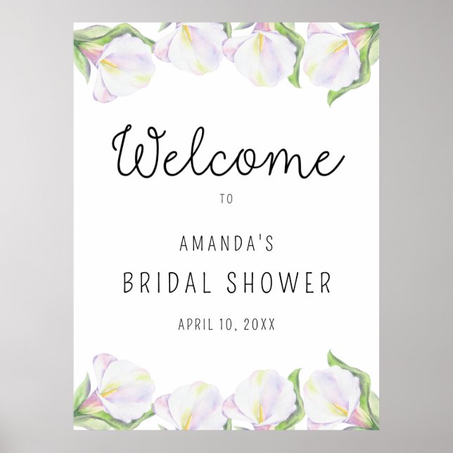 Calla flowers - Bridal Shower Welcome Sign (Front)