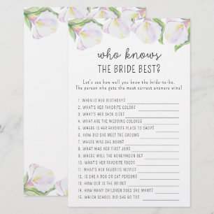 Calla flowers - Who knows the bride best game