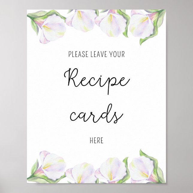 Calla flowers - Your recipe card here poster (Front)
