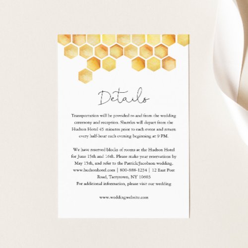 CALLA Honey Bee Details Enclosure Card