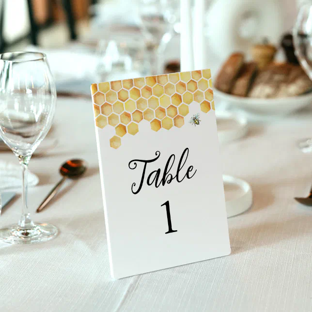 CALLA Honey Bee Table Number 3.5 x 5 | Zazzle