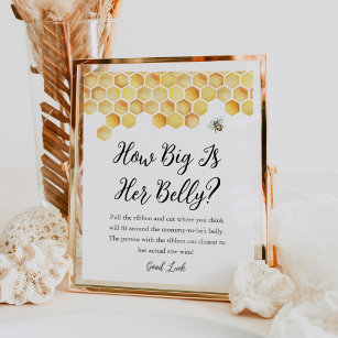 CALLA How Big Is Her Belly Baby Shower Game Poster