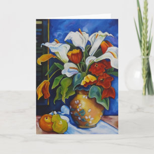 Calla Lilies and Poppies Greeting Card