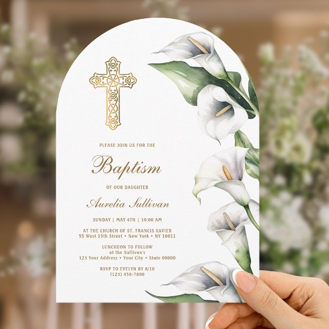 Calla Lilies Arch Baptism Invitation (Creator Uploaded)