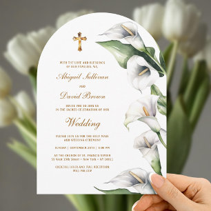 Calla Lilies Arch Religious Wedding Invitation