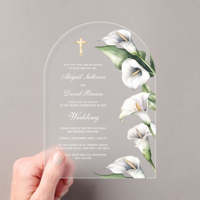 Calla Lilies Arch Wedding Acrylic Invitations (Insitu (Handheld))