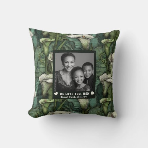 Calla Lilies  Cat Mom Cozy Home Retro Throw Pillow