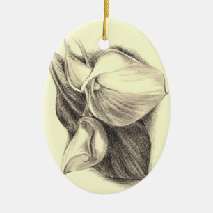 Calla Lilies Drawing Ceramic Ornament