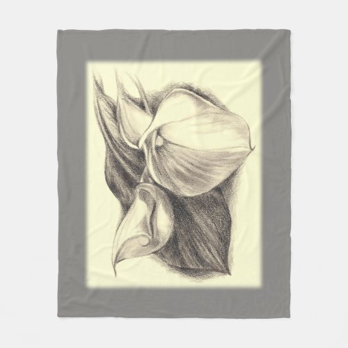 Calla Lilies Drawing Fleece Blanket