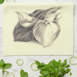 Calla Lilies Drawing Kitchen Towel