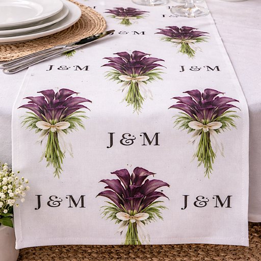 Calla Lilies Floral Wedding Fabric with Monogram