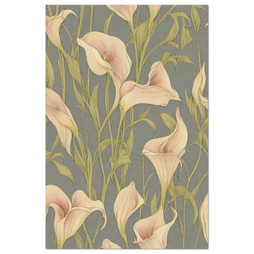 Calla lilies flowers vintage ephemera pattern tissue paper