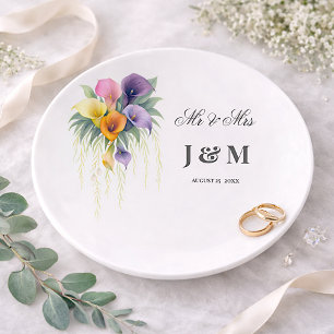 Calla Lilies Keepsake Newlyweds Gift Bride Groom Trinket Tray