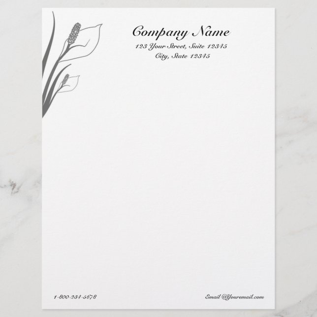 Calla Lilies Letterhead (Front)