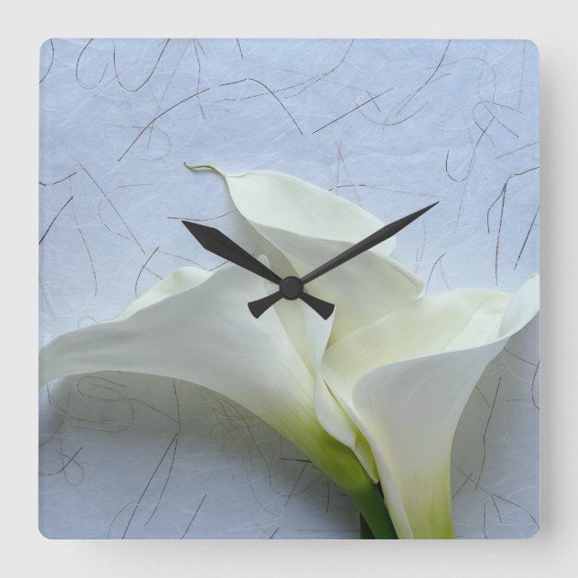 Calla lilies on decorative background square wall clock (Front)