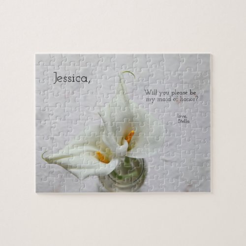 Calla lilies on textured background maid of honor jigsaw puzzle