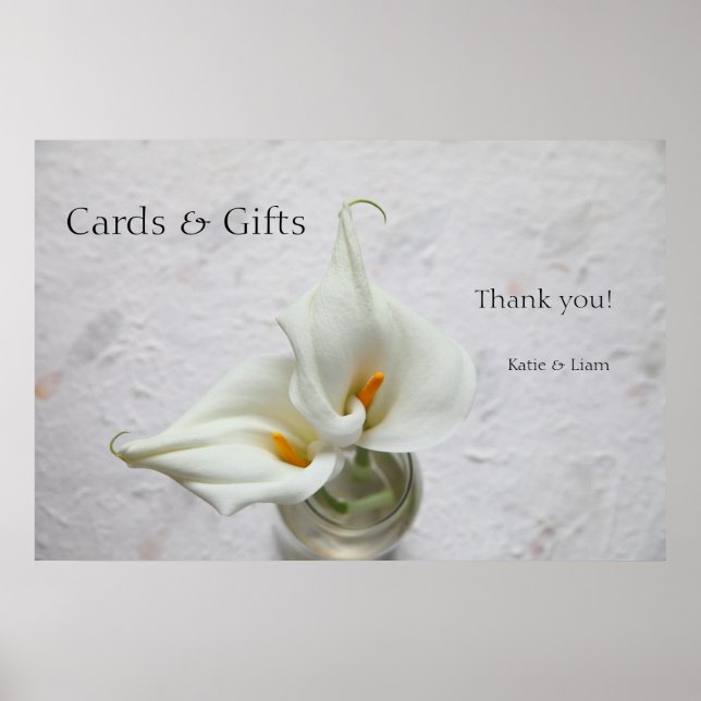 Calla lilies on textured background wedding poster (Front)