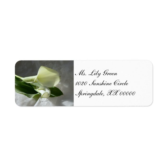 Calla Lilies on White Lace Label (Front)