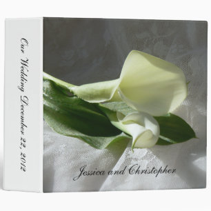 Calla Lilies on White Lace Wedding 3 Ring Binder