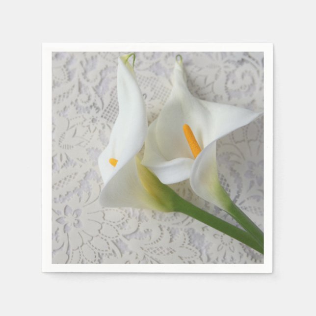 Calla lilies on white textures napkins (Front)