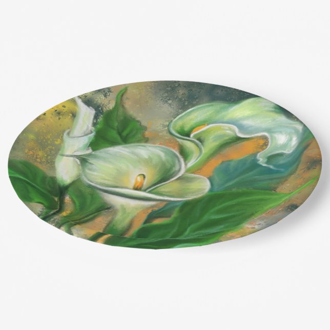 Calla Lilies Paper Plates (Angled)