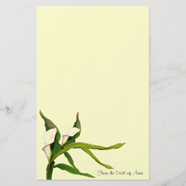 Calla Lilies Personalized Stationery (Front)