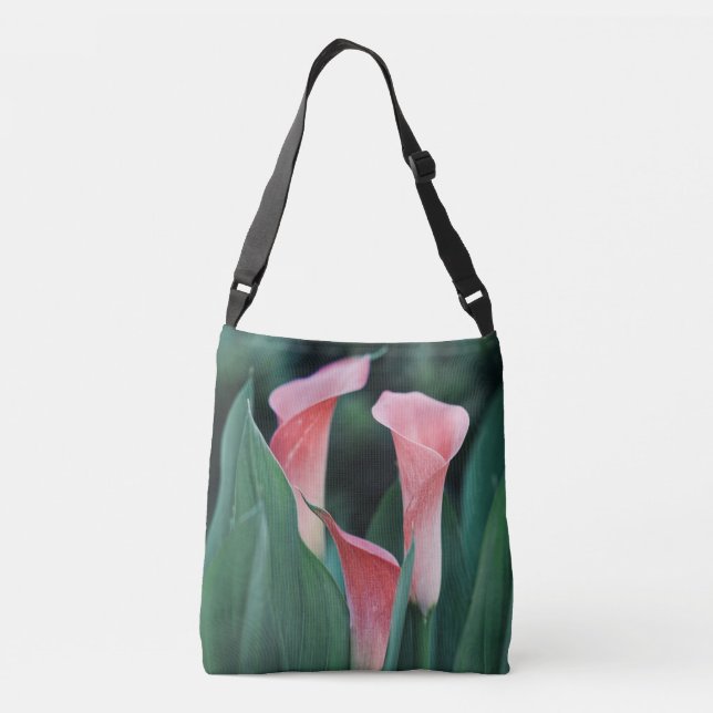 Calla Lilies Pink Flowers Crossbody Bag (Back)