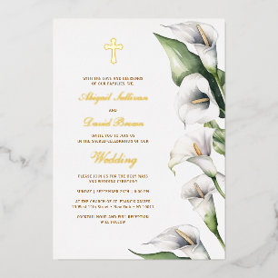 Calla Lilies Religious Wedding Foil Invitation