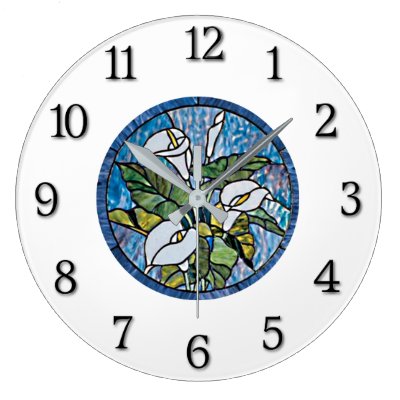 Calla Lilies Stain Glass Look Large Clock