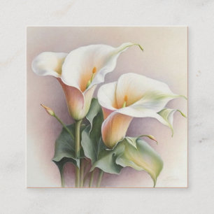 Calla lilies watercolor square business card