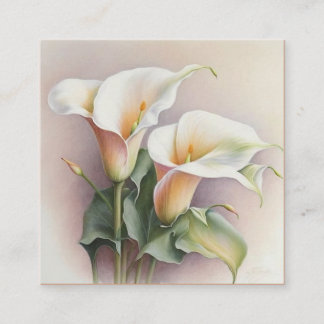 Calla lilies watercolor square business card
