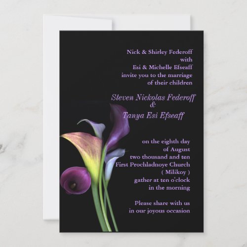 Calla Lilies Wedding Invitation