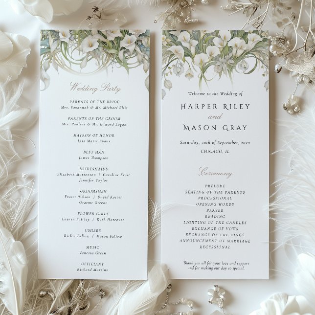 Calla Lilies Wedding Program Pastel Colors (Creator Uploaded)