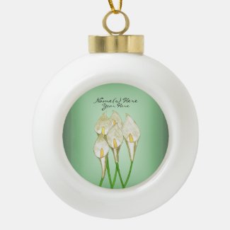 Calla Lilies (White) Ceramic Ball Christmas Ornament