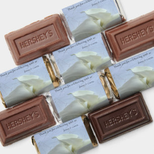 Calla lilies with nigella and stock flowers hershey's miniatures