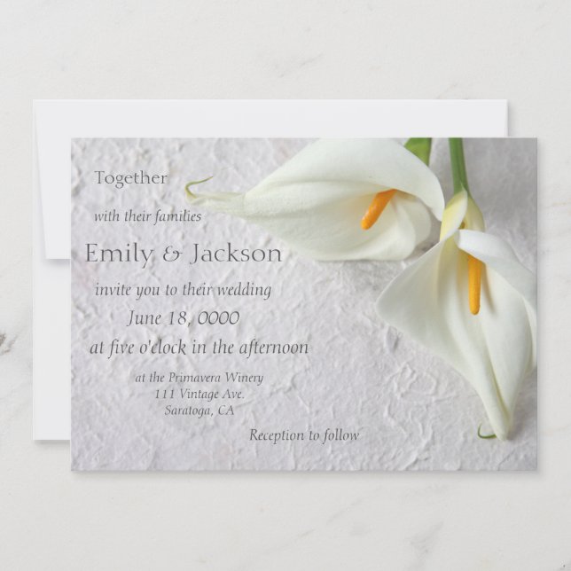 Calla lilies with room for text wedding Invitation (Front)
