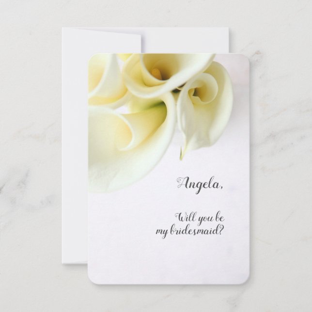 Calla lilies with text space bridesmaid invite (Front)
