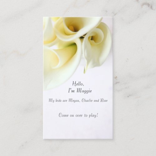 Calla lilies with text space business card