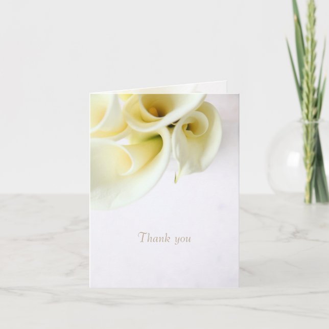Calla lilies with text space thank you card (Front)